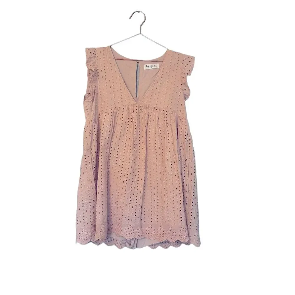 Impressions Pale Pink Eyelet Babydoll Dress with Shorts